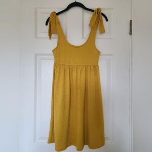Wild Fable Babydoll Dress Mustard Yellow Sleeveless Tie-Strap